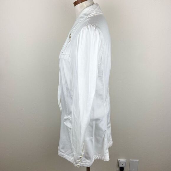 Free People Long Button-Front Collared Overcoat - White - Picture 4 of 6